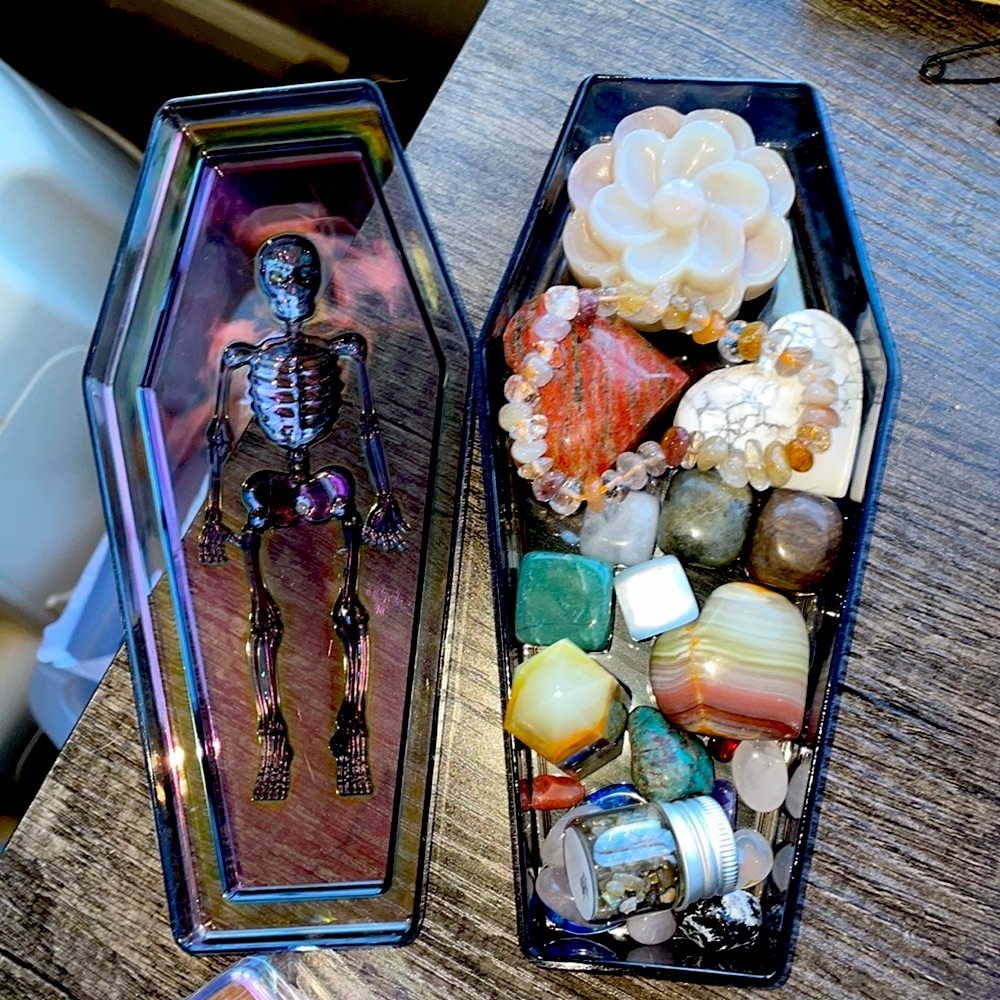 Crystals in a coffin